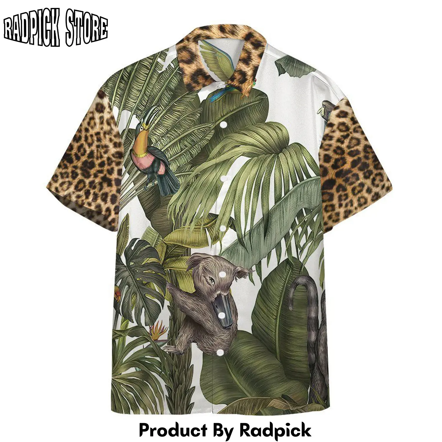 Radpick 3d magical jungle with leopard skin hawaii shirt rp292582